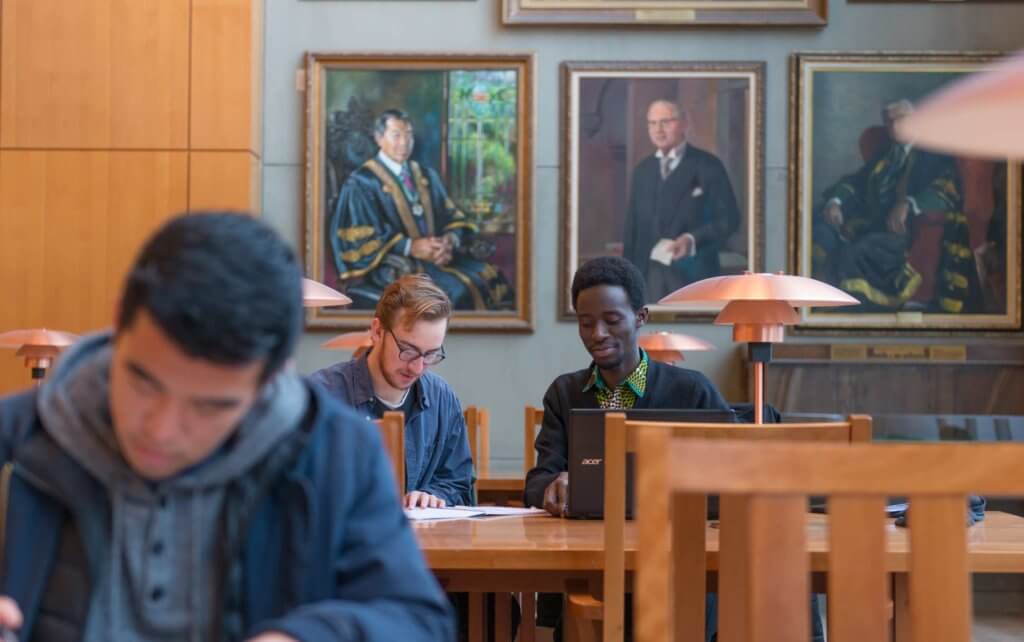 Students read books in the  Ridington Reading Room in the Irving K. Barber Learning Centre at UBC Vancouver