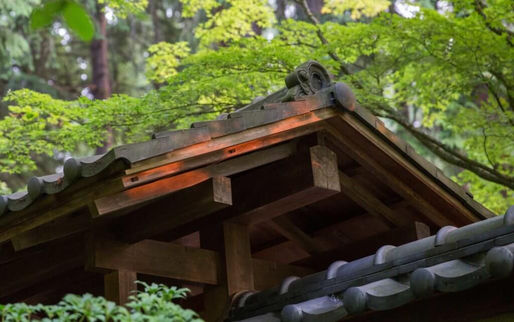 The ornate roof at UBC Vancouver's Nitobe Garden